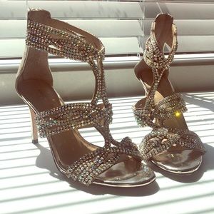 Antonio Melani gold crystal heels size 8